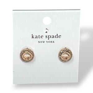 Kate Spade Spot the Spade Pavé Halo Stud Earrings. Clear / Rose Gold. NWT